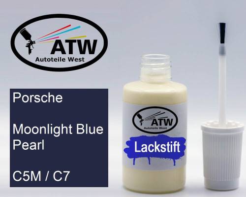 Porsche, Moonlight Blue Pearl, C5M / C7: 20ml Lackstift, von ATW Autoteile West.